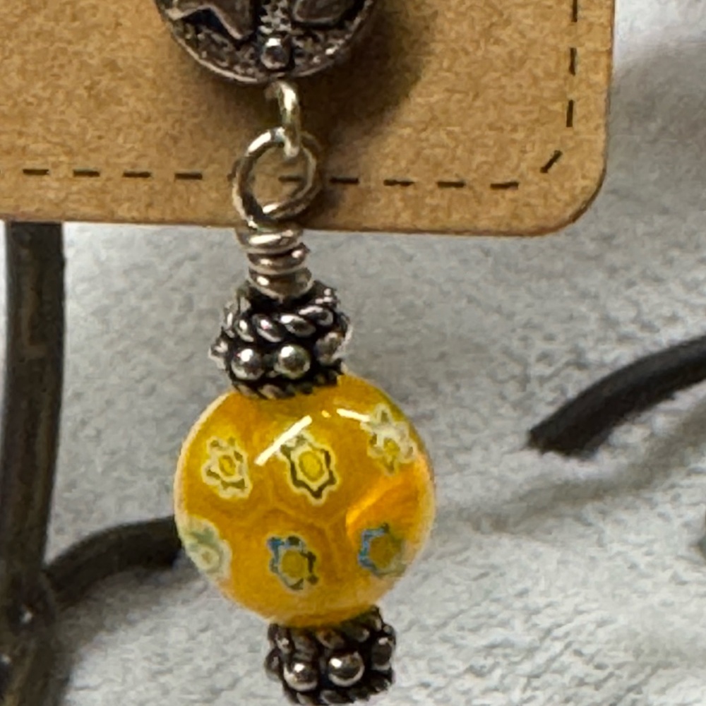 Yellow Beaded Millefiori Dangle Love You to the Moon 🌖 Earrings  2/$22 - Picture 5 of 6